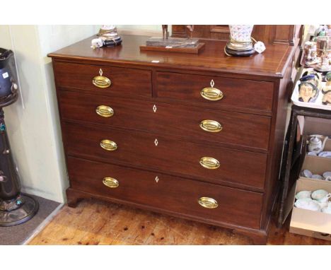 Victorian inlaid mahogany four height chest on bracket feet