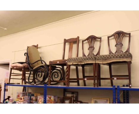 Trouser press, standard lamp, rocking chair and four various chairs