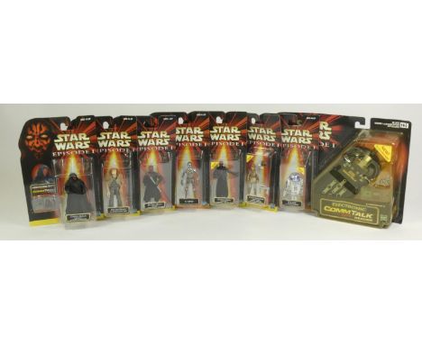 A collection of eight Star Wars Episode One toys, complete in box, unopened with Comm Talk Chip, to include :RD-D2 with Boost