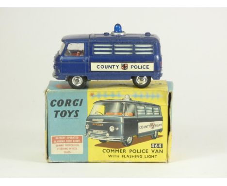 A Corgi 464 Commer Police Van with flashing light, playworn, original box