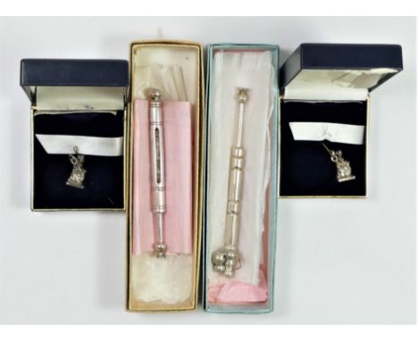 A silver limited edition lace makers bobbin, by Kenneth Taylor for Luton Museum, London 1973, to commemorate Anne and Mark We