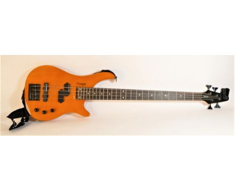 A Tanglewood Rebel 4k bass guitar, in burnt orange, together with a Fender strap, Joyo JT-11 mini tuner, cable, Guitar Guizmo