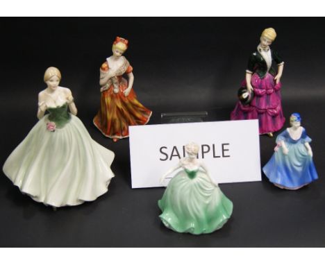 A selection of eight ceramic figurines of ladies in period costume, including Royal Worcester, Coalport and Royal Doulton