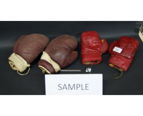 Vintage leather boxing gloves (two pairs) and other items