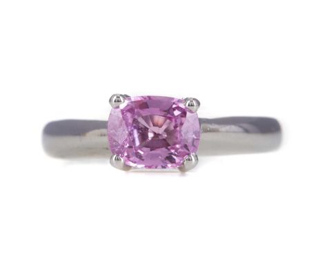 PINK SAPPHIRE AND DIAMOND RING,the oval stone of approximately 1.00 carat, indistinctly marked, size K 1/2, 7.4g