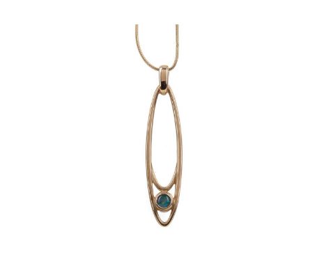 OPAL PENDANT,the openwork pendant set with a round opal, in nine carat gold, 5.9g