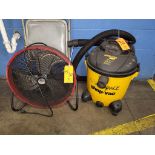 Lot - Shop Equipment, includes (1) 12-Gallon Shop Vac & (1) 20" Shop Fan