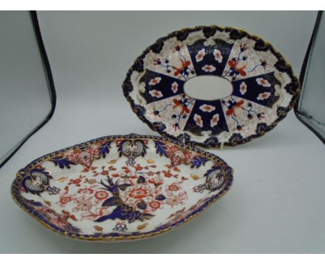 Royal Crown Derby Imari Kings Pattern 383 serving bowl, approx 28.5cm long together with a Royal Crown Derby Imari pattern 24