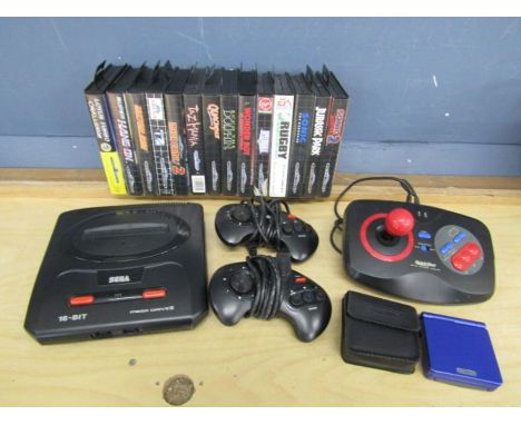 Sega Megadrive 2 console with 14 boxed games (all have manuals), 2 joypads, joystick, all leads and Nintendo Gameboy Advance 