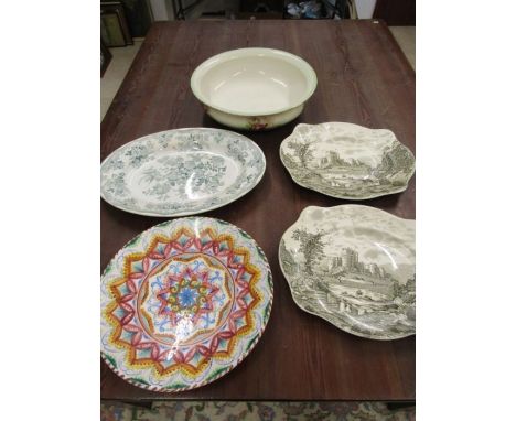 Vintage platters and plates, vintage water bowl and European pottery plate