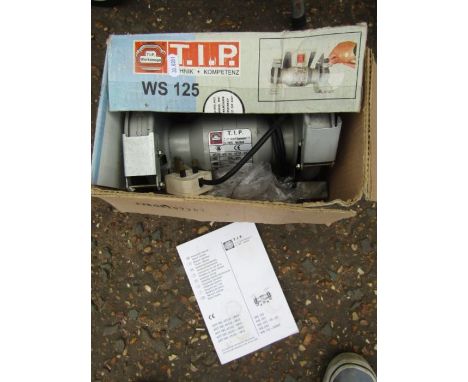 WS 125mm T.I.P bench grinder with 2 fitted grinder stones (med and fine) all original in working order