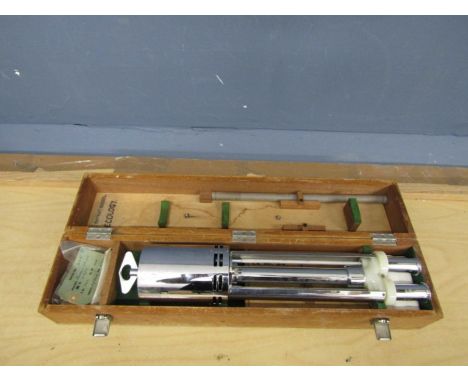 Vintage chrome whirling Psychrometer in wooden case from the University of Cambridge Botany school&nbsp;