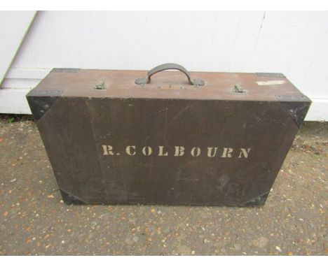 Vintage wooden suitcase with the name R. Colbourn&nbsp;