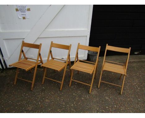 Set of 4 vintage wooden folding chairs&nbsp;