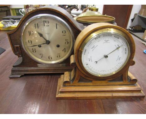 Oak mantle clock and Barometer