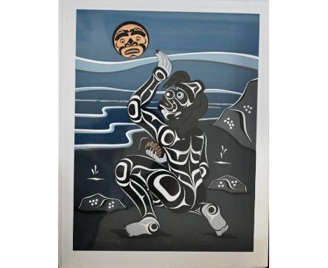 After Mark Henderson Limited Edition Silkscreen print 9/145 "Bookwus", Canadian First Nation art 48cm x 38cmMark Henderson wa