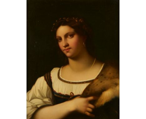 Italian School Old Master portrait of a lady in oil on canvas. The subject glances out at the viewer in three-quarter view, f