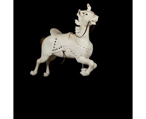 Marcus Charles Illions (Lithuanian/American, 1871-1949). Jeweled jumper carousel horse and stand. The horse is of carved wood