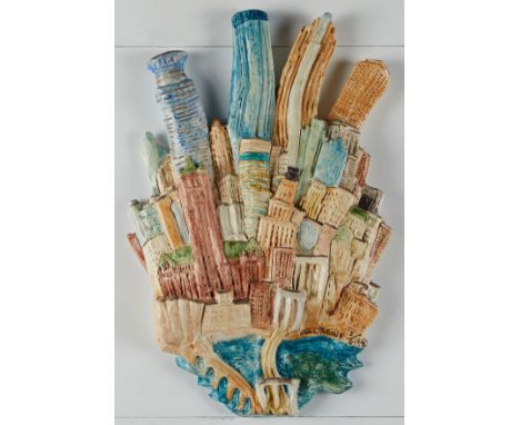 Aldo Moroni (American, 1953-2020). Ceramic cityscape of downtown Minneapolis. Signed, editioned, and dated 6.20.95 along the 