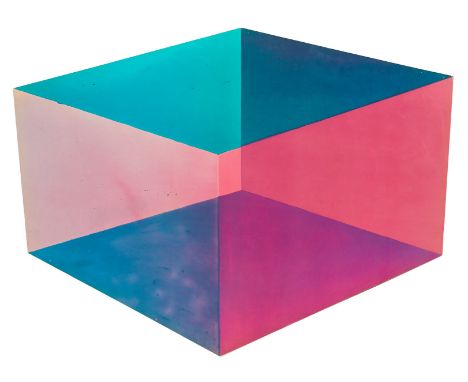 Ron Davis (American, b. 1937). "Cube I" from "Cube Series," 1971, five color photo offset lithograph on plastic with laminate
