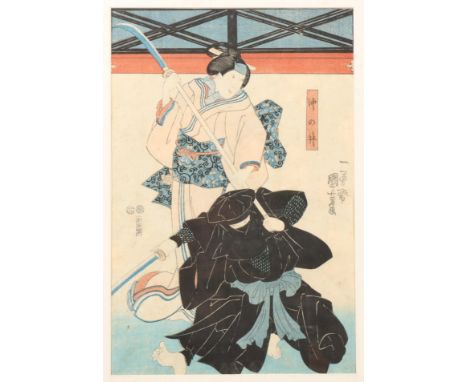 Japans, woodblock print, two actors framed [1]