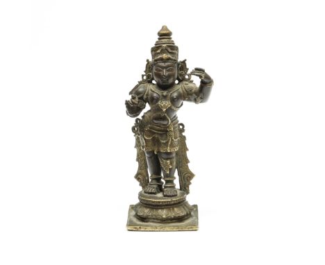 South India, Tamil Nadu, Nayak Period, a bronze and brass standing Rama, 17th-18th century h. 10,6 cm. Provenance: Collection
