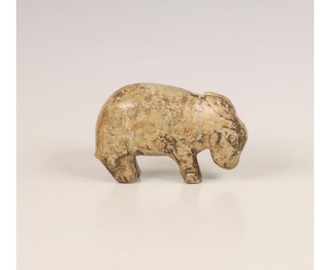 China, jade carving of a bear, possibly Shang dynasty, 11th-12th century BC, standing foursquare with bowed head, its body in