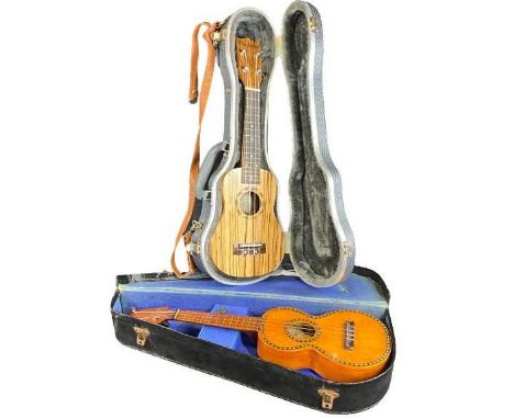MUSICAL INSTRUMENTS - UKULELES (2) - one modern and one vintage, in hard cases