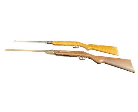 VINTAGE .22 CALIBRE AIR RIFLES (2) - to include a Slavia 622 and one other unmarked example, 90 and 98cm lengths overall, bot