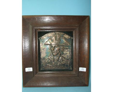 A 1905 centenary copper portrait plaque of Nelson by L F Von Roselieb, with three-quarter shoulder-length profile of Nelson i