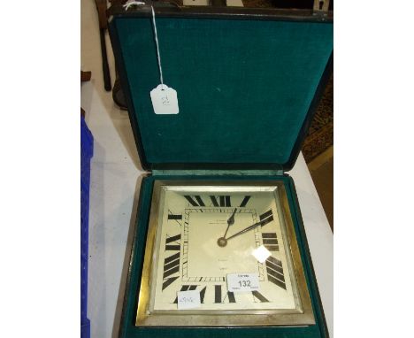 A plated brass strut desk clock, the square silvered dial marked C Pinon, Monte Carlo Paris Plage Just, the drum movement sta
