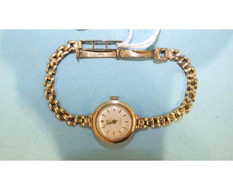 Moeris, a ladies 9ct-gold-cased manual wrist watch c1950's, on 9ct gold bracelet, gross weight 13g, (working).