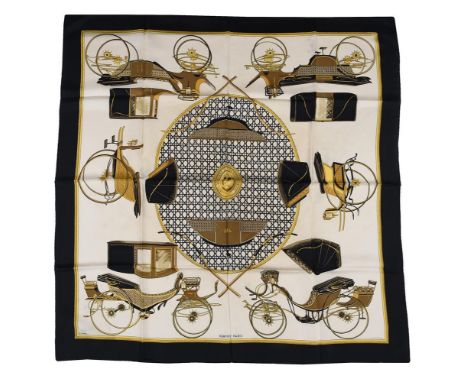 
	
		HERM&#201;S, LES VOITURES A TRANSFORMATION, A SILK SCARF 
		Designed by Francoise De La Perriere, the cream ground with 