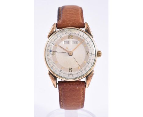 
	
		UNSIGNED 
		A BI-COLOUR TRIPLE CALENDAR WRISTWATCH, NO. 30736
		Movement: Manual wind
		Case: Gold plated case, stainles