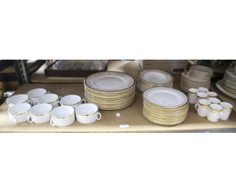 A Royal Albert bone china part dinner service, Burlington. Comprising of 15 dinner plates, 15 medium plates, 16 bread plates,