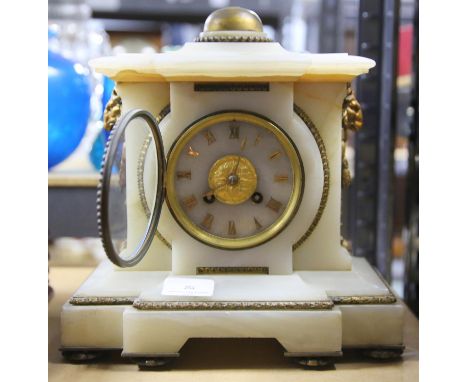 French onyx and gilt metal mantel clock, 19th Century, with Arabic numeral chapter ring, 28.5cm high,