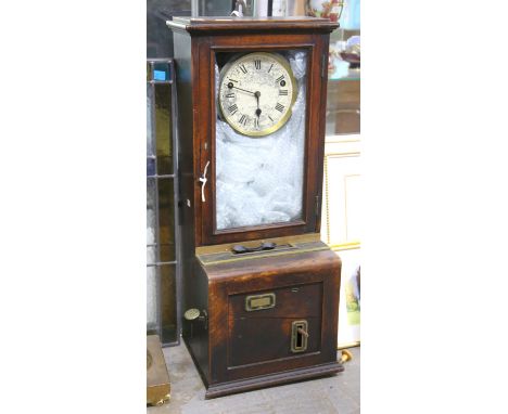 Stockall Time recorder clock, with key, 90cm high
