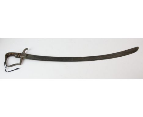 1796 pattern light cavalry troopers sabre, curved fullered blade and ribbed wood grip. Makers name rubbed