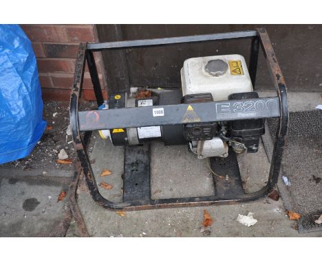 A PRAMAC E3200 PETROL GENERATOR with a Honda GX 160 engine 240 and 110 volt supply (starts and runs but cuts out at temperatu