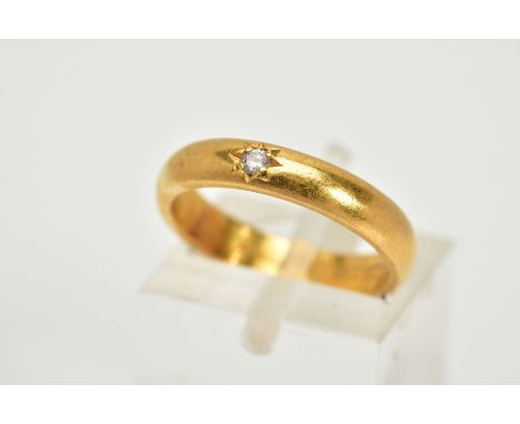 A MID TO LATE CENTURY 22CT GOLD DIAMOND WEDDING BAND, measuring approximately 3.6mm in width, ring size K, hallmarked 22ct go