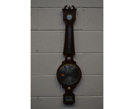 B.WOOD, LIVERPOOL, A 19TH CENTURY MAHOGANY WHEEL BAROMETER, height 101cm