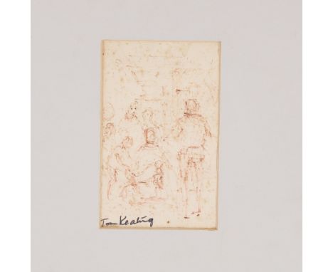 Tom Keating, figurative sketch, pen and ink, 13cm x 8cm