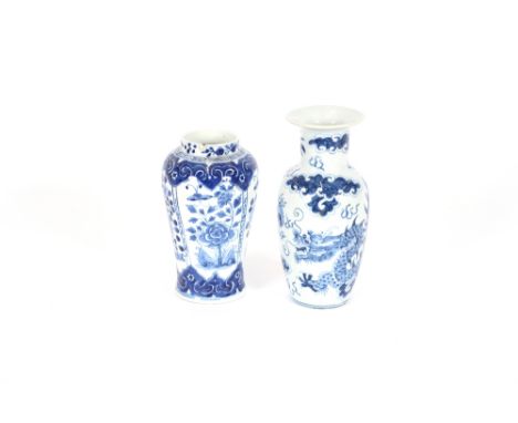 A Chinese baluster vase,  having foliate panel decoration, four character mark to base; another with dragon decoration; vario