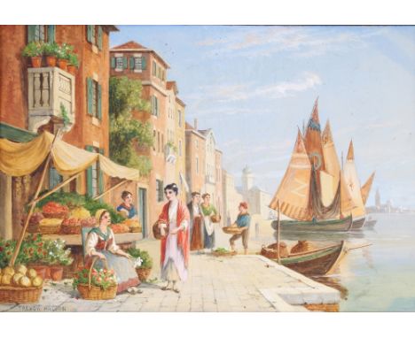 Trevor Haddon, study of a continental port scene, signed watercolour, 37.5cm x 54.5cm