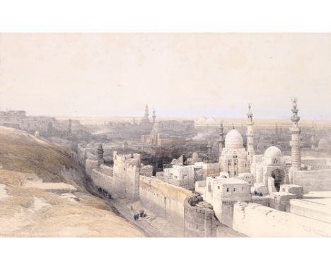 David Roberts, lithograph, study of Cario from the west; and another study of Medinet Habu Thebes, (2)