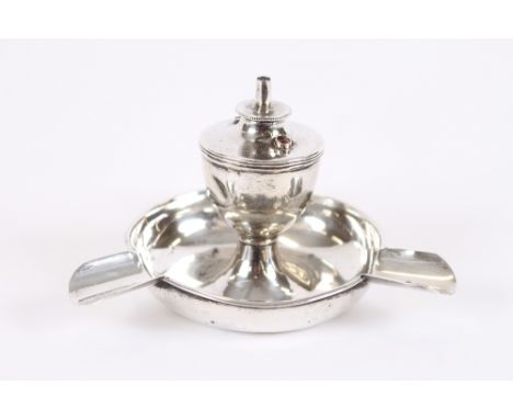 An Edwardian silver table taper lighter / ash tray, hallmarked for Chester 1902