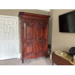 No Reserve - Vintage Dark Wood Double Wardrobe