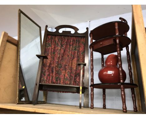 A fire screen and mirror etc.