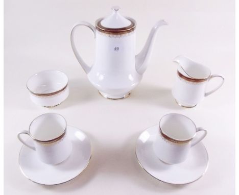 A Royal Albert Holyrood coffee set comprising: coffee pot, twelve cups and saucers, milk and sugar 