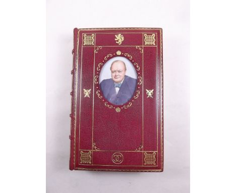 Thoughts and Adventures by Winston Churchill bound by Zaehnsdorf for Asprey in red and gilt tooled leather, inset with  hand 